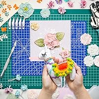 Vista 2 de Anezus Exacto - Cuchillo cortador de pasatiempos con alfombrilla de corte autocurable A4, juego de cuchillos de pasatiempos con 30 cuchillas Exacto