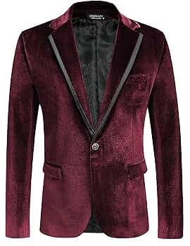 ANDFAMILY ／Velvet Sports Jacket COOFANDY Men Velour Blazer Slim-Fit Red Velvet Tuxedo Jacket