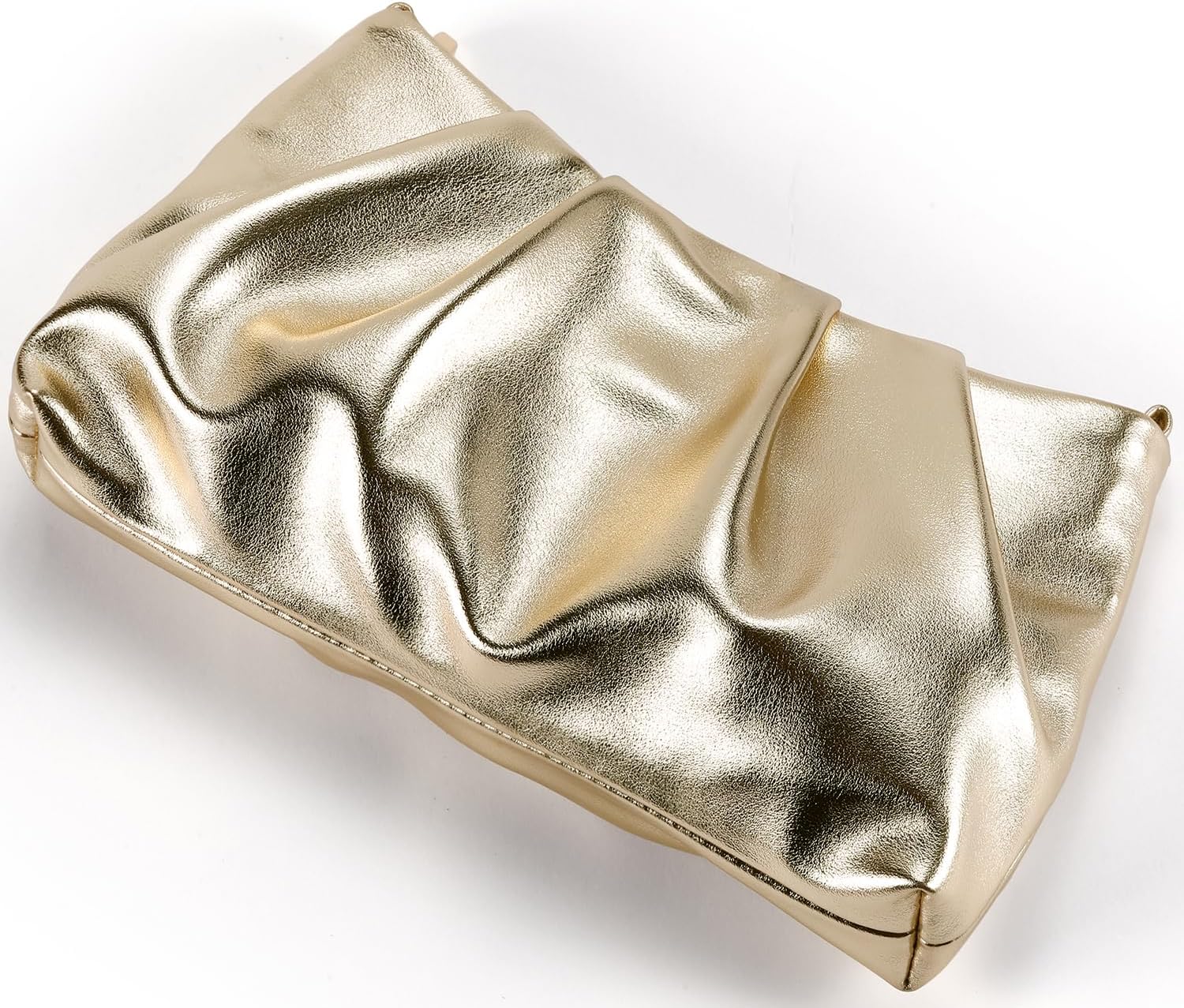 Women's Clutch Purse, Pleated Evening Handbag, Shoulder Bag with Detachable Chain and Shoulder Strap - Image 2