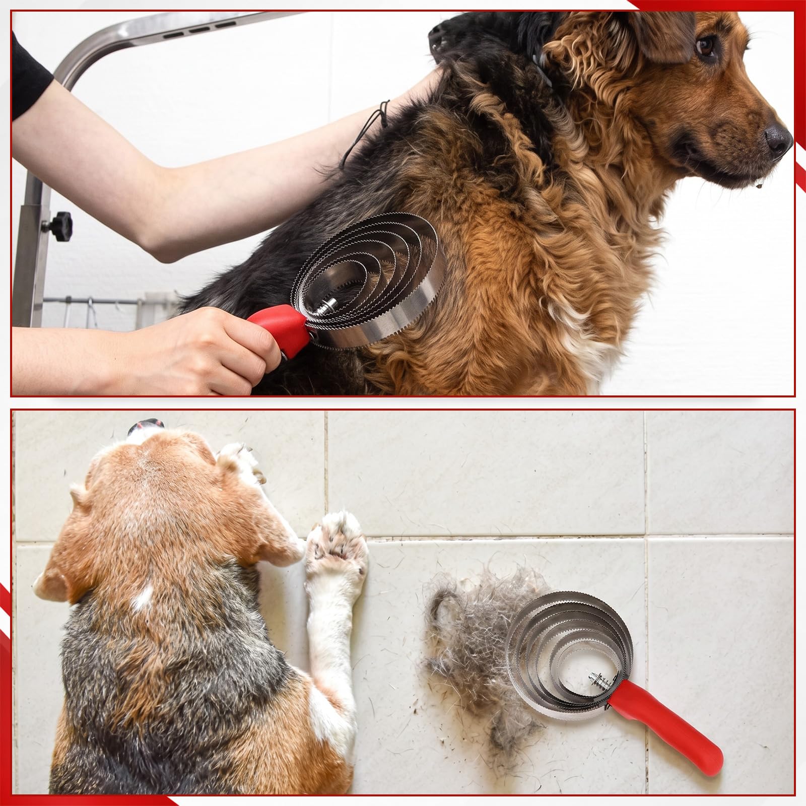 Tanlade 6 Ringe 8 Pack Striegel Pferdebürste Metall Striegel Derby Party Supplies Reversible Edelstahl Kamm Schaber mit bequemem Griff für Kuh Schaf Haustier Hund Ziege Pferd (rot)