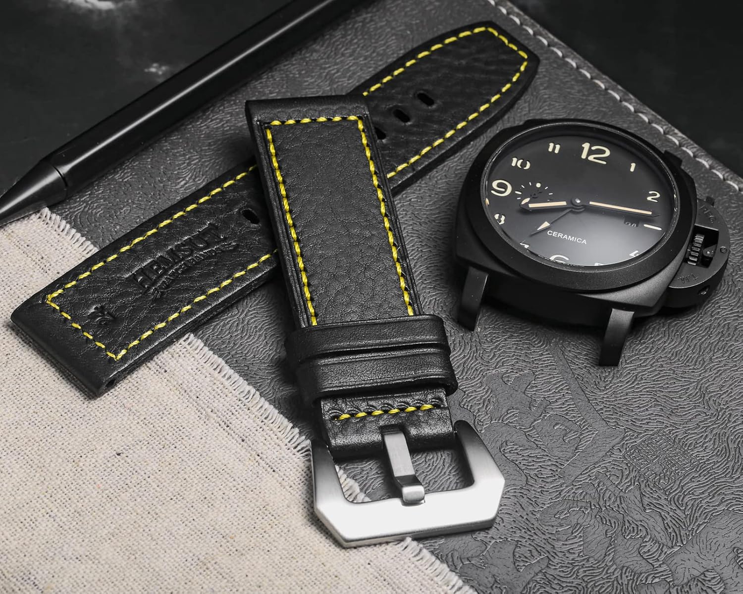 Hemsut Genuine Leather Watch Band, Retro Vintage 20 22 24 26mm Handmade Replacement Leather Watch Strap for Men and Women - Image 3