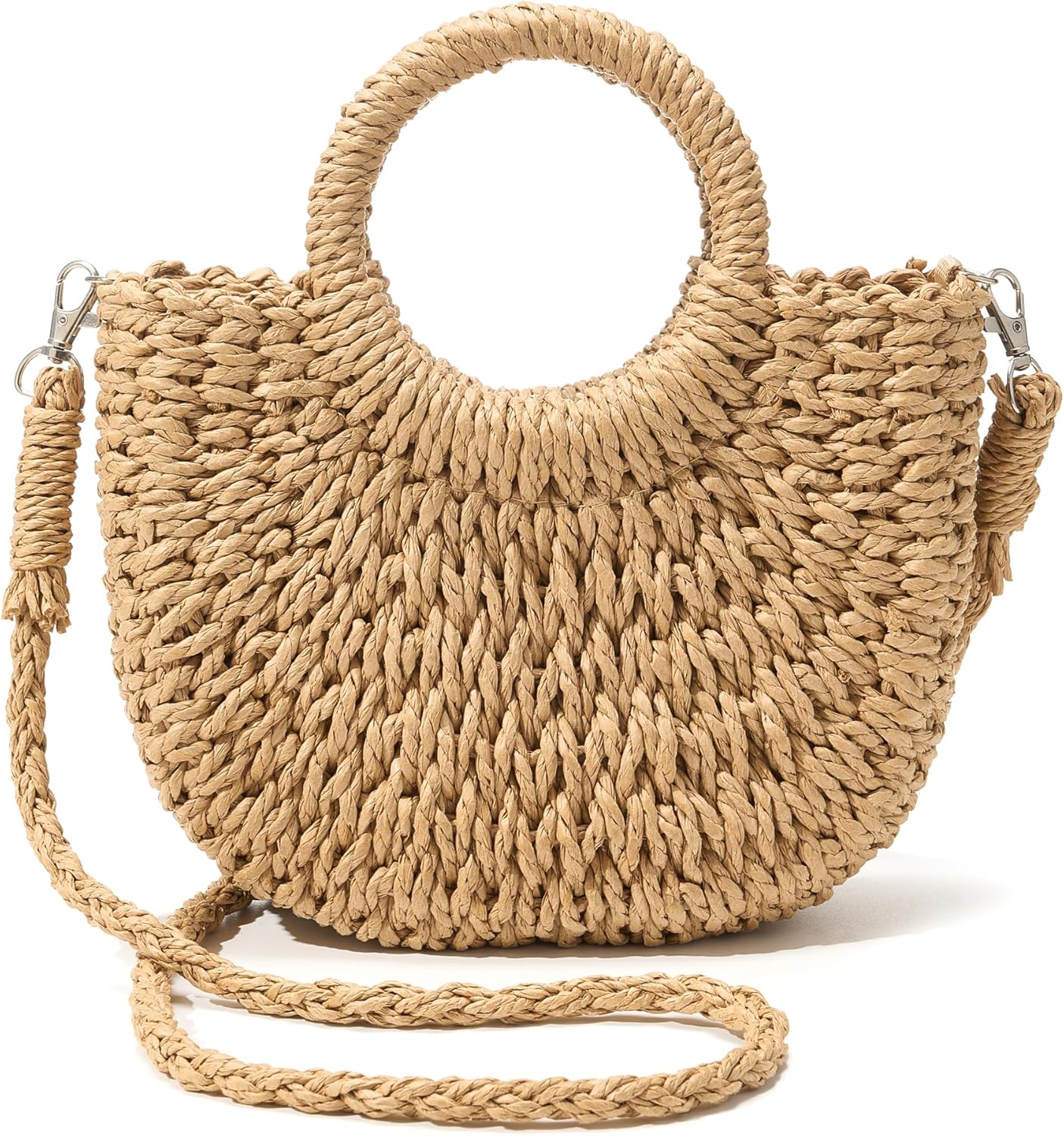Straw Beach Bag for Women, Summer Handwoven Tote Bags Purse,Top Handle Straw Handbag Clutch