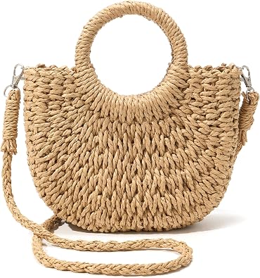 Straw Beach Bag for Women,Woven Crossbody Bags Small Boho Purse
