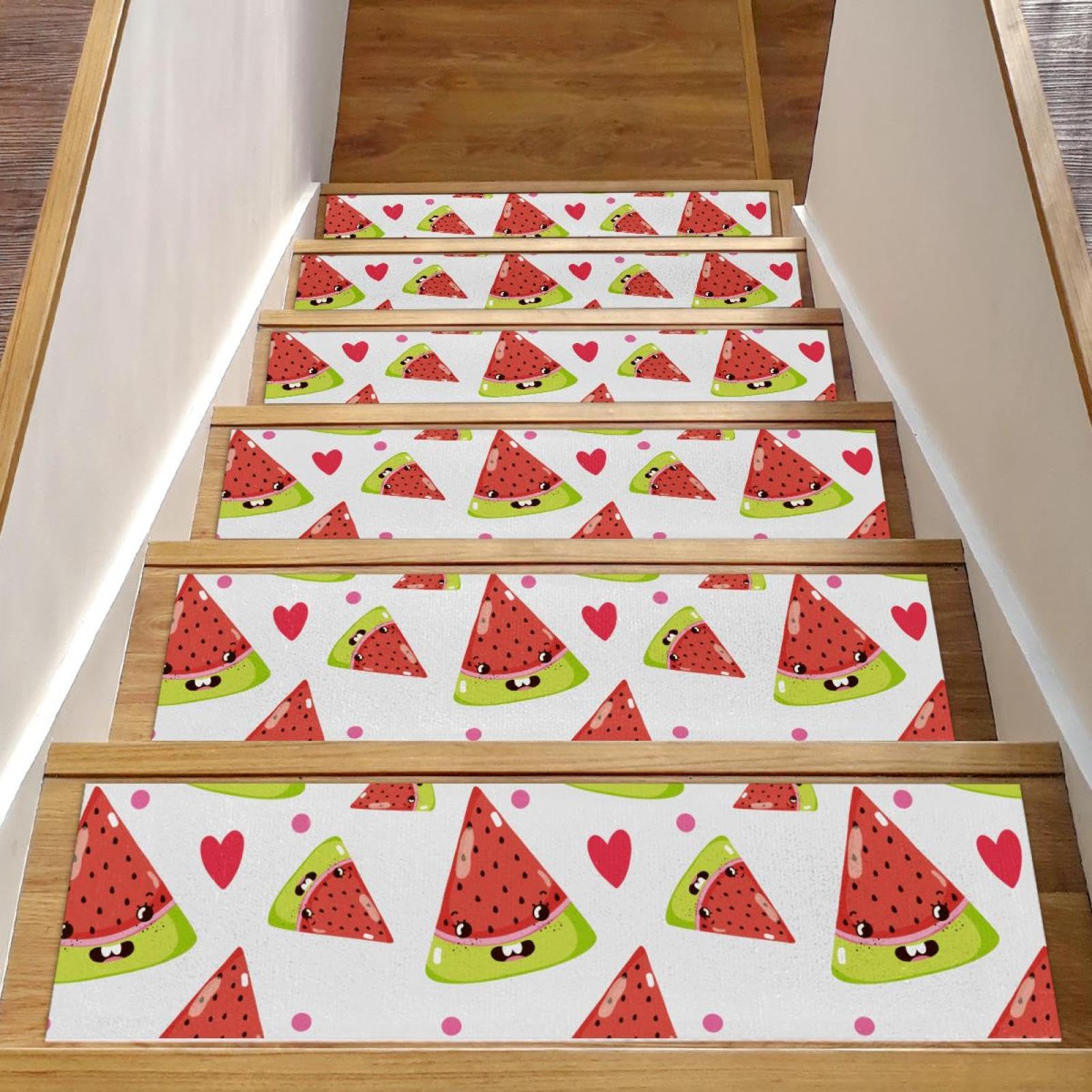 Tapis d'escalier antidérapants intérieur 20x76cm motif fruits mignons