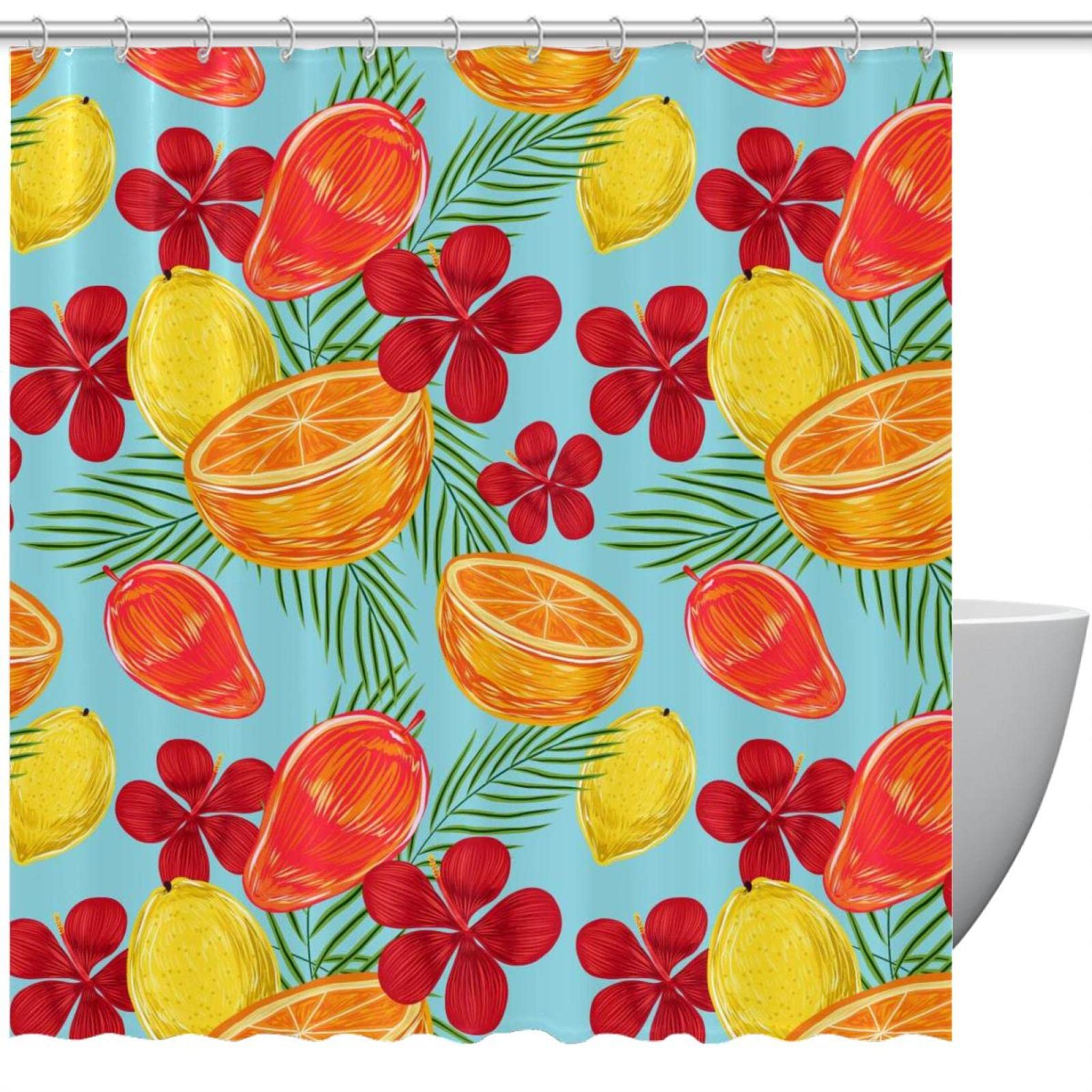 Rideau de douche fleurs tropicales 168x183cm pour une ambiance spa et évasion au quotidien