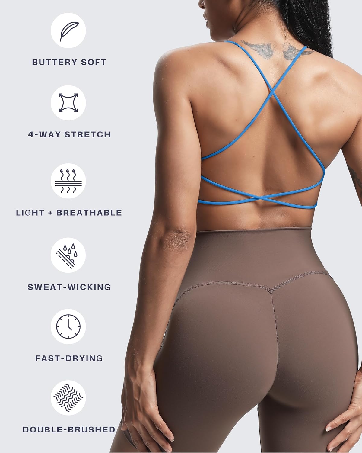 Aoxjox Women's Workout Sports Bras Fitness Veronica Cross Back Low Impact Twist Bra Yoga Crop Tank - Image 4