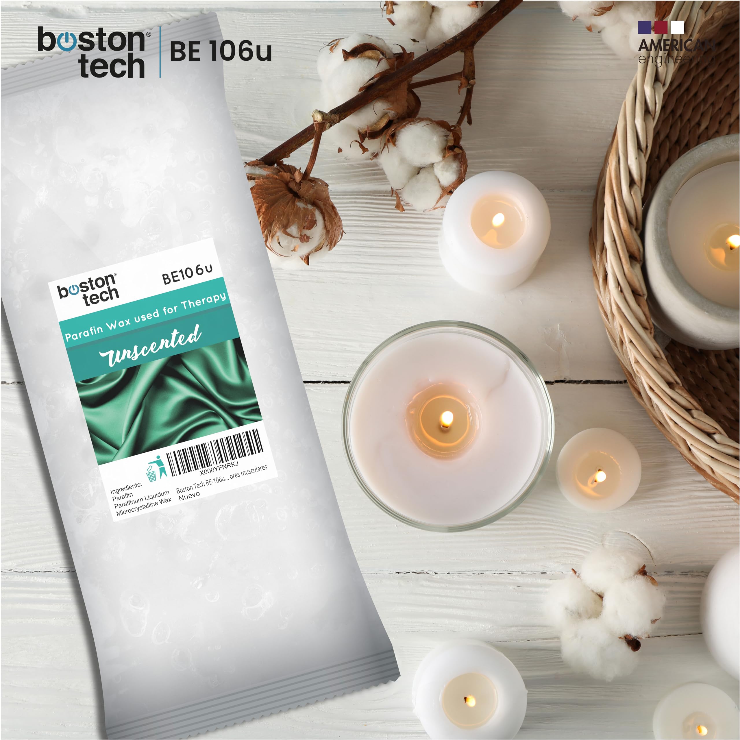 Paraffinwachs für Hände Füße Boston Tech® Antioxidative + Hydratisiert+ Nährt+ Ästhetisch | Ideal für jedes Paraffinbad | 6 Blöcken à 450g One duft