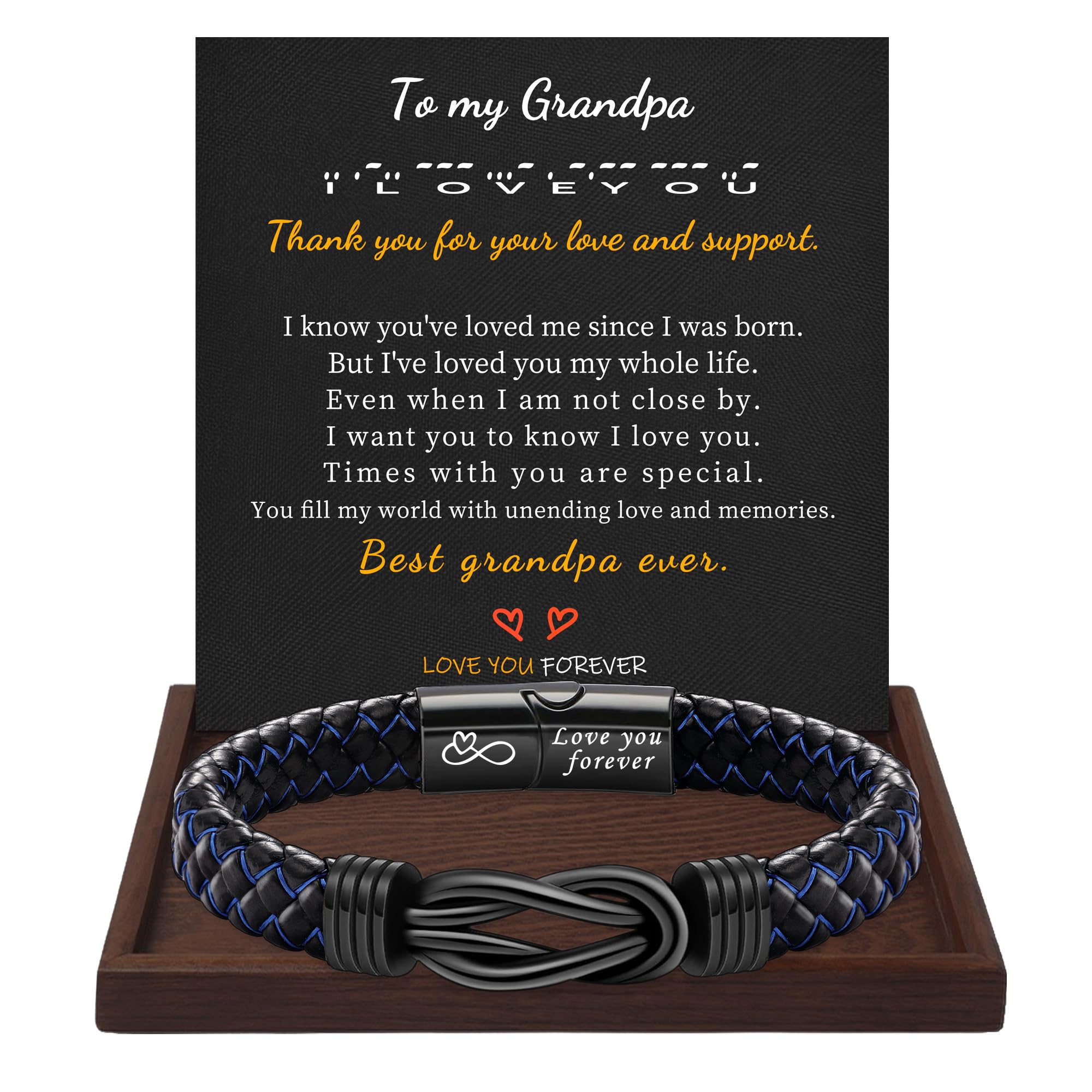 I Love You Gifts for Him Leather Bracelet for Men Knot Infinity Bracelets Valentines Day Gift for Husband Boyfriend Dad Son Grandson Anniversary Birthday Jewelry Graduation Gifts for Him 2024