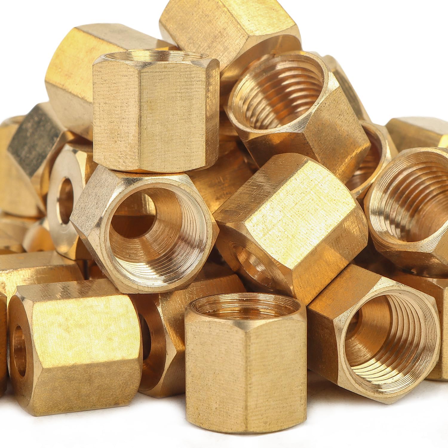 LTWFITTING 3/16-Inch Brass Compression Nut,Brass Compression Fitting(Pack of 1500)