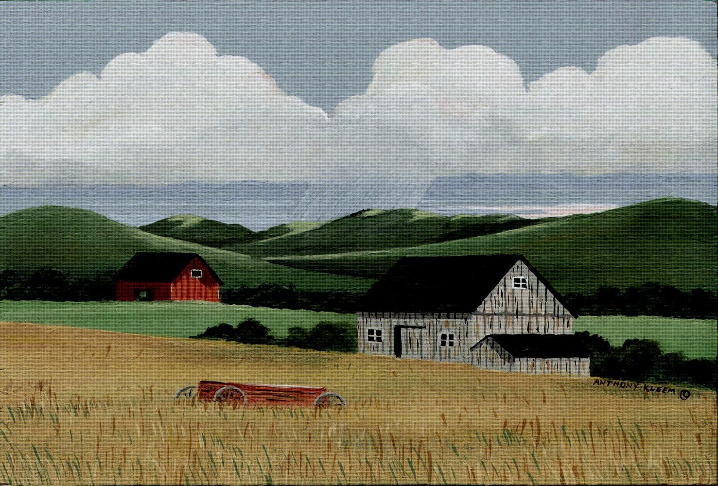 Art NeedlepointSummer Rain Landscape Needlepoint Canvas by Anthony Kleem