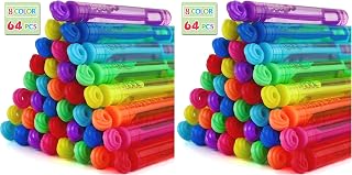 Bubble Wands Party Favors Pack of 128, Mini Neon Bubble Wands | Odor-Free Non-Toxic Kids’ Bath Toy/Birthday Treats Bubble Maker Toys for Kids | Outdoor Summer Events & Celebration Toy Gift