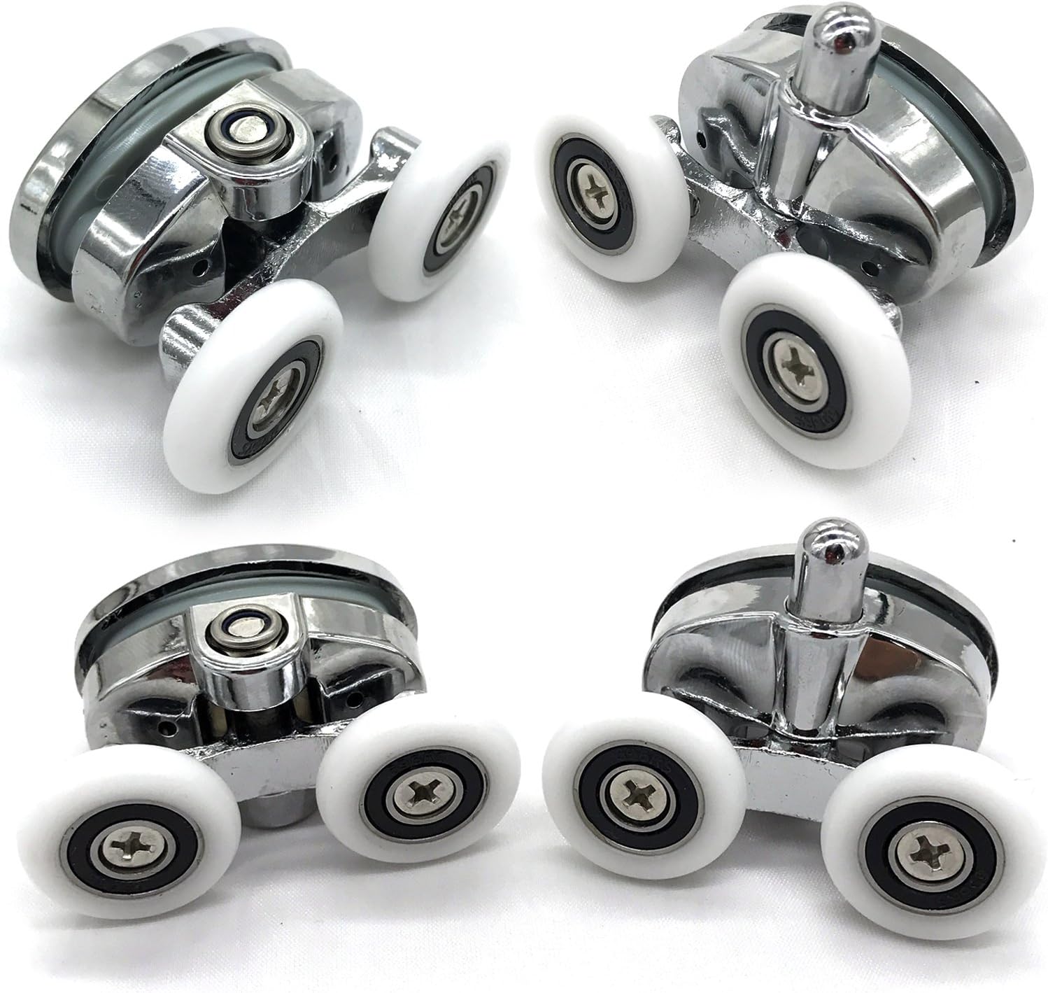 YUANQIAN Set of 4 New Oval Butterfly Twin Wheel Shower Door Rollers