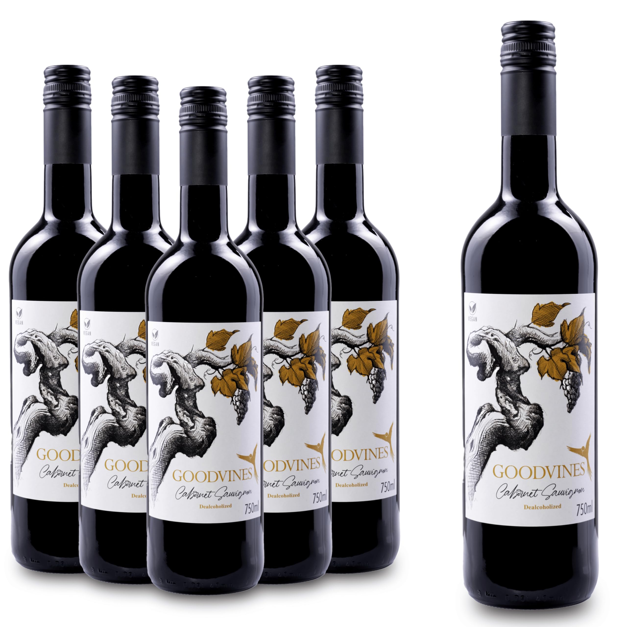 Goodvines Cabernet Sauvignon alkoholfrei | Premium Rotwein ohne Alkohol 0,0% | Aromaschonend entalkoholisiert | vegan & kalorienarm (6x0,75l) mit gratis Weinausgießer