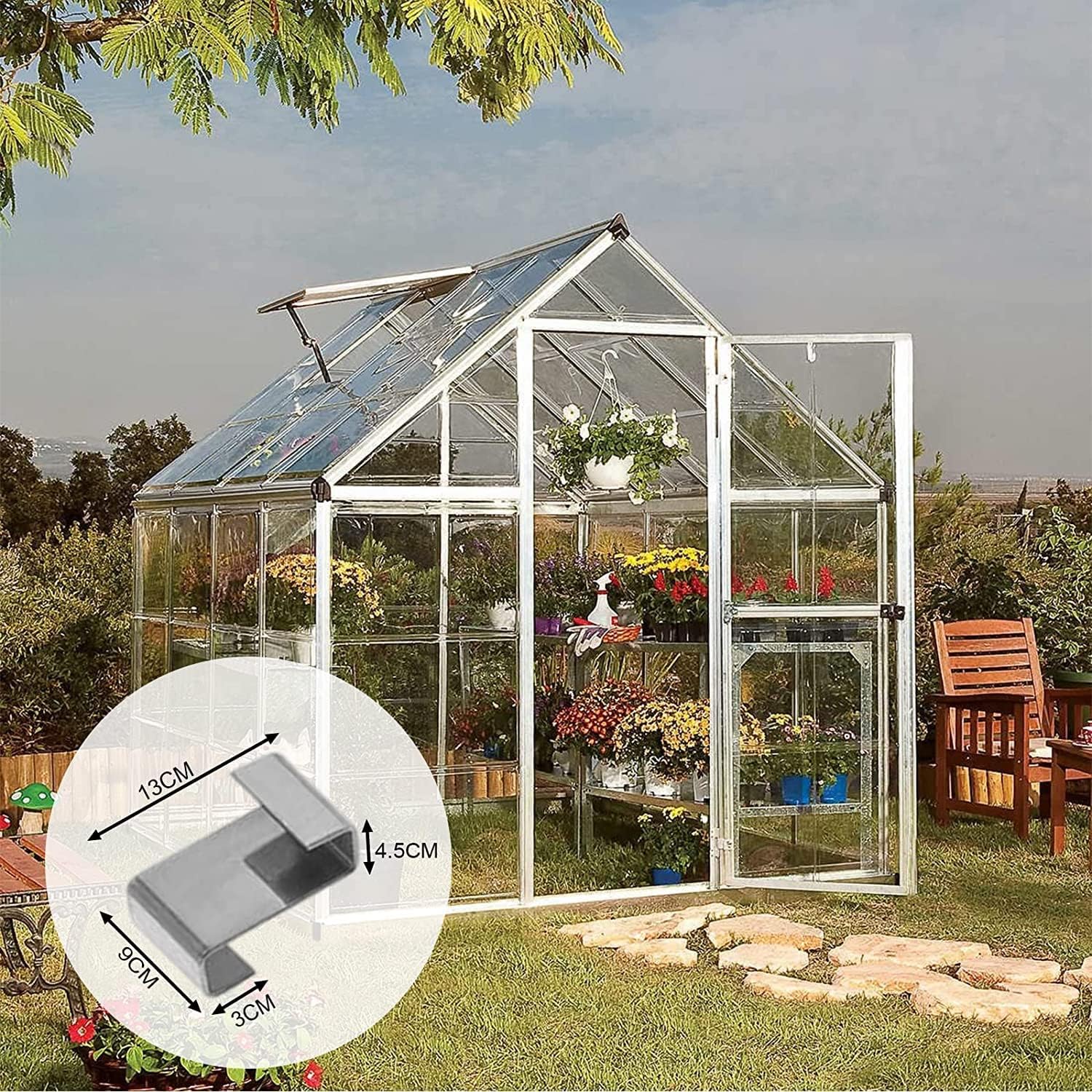 HONGCI 50Pcs Z Clips for Greenhouse Glass Panes,Greenhouse Clips for