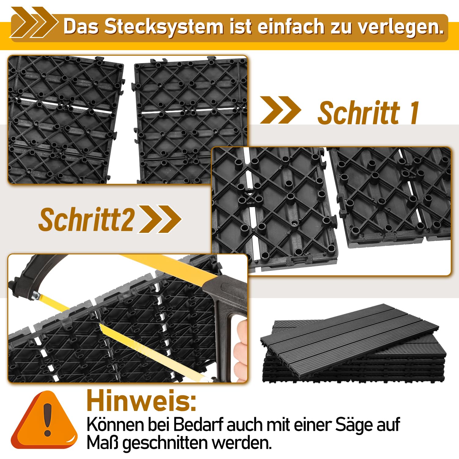 Pavimentazione Esterna In WPC 30x60cm - 18 Piastrelle Marroni Antiscivolo - Foto 5