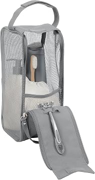 Simplify Hanging Mesh Toiletry Bag | Travel Organizer | Perfect for Dorm | Gym | Back to School | Shampoo | Shower Accessories | Grey