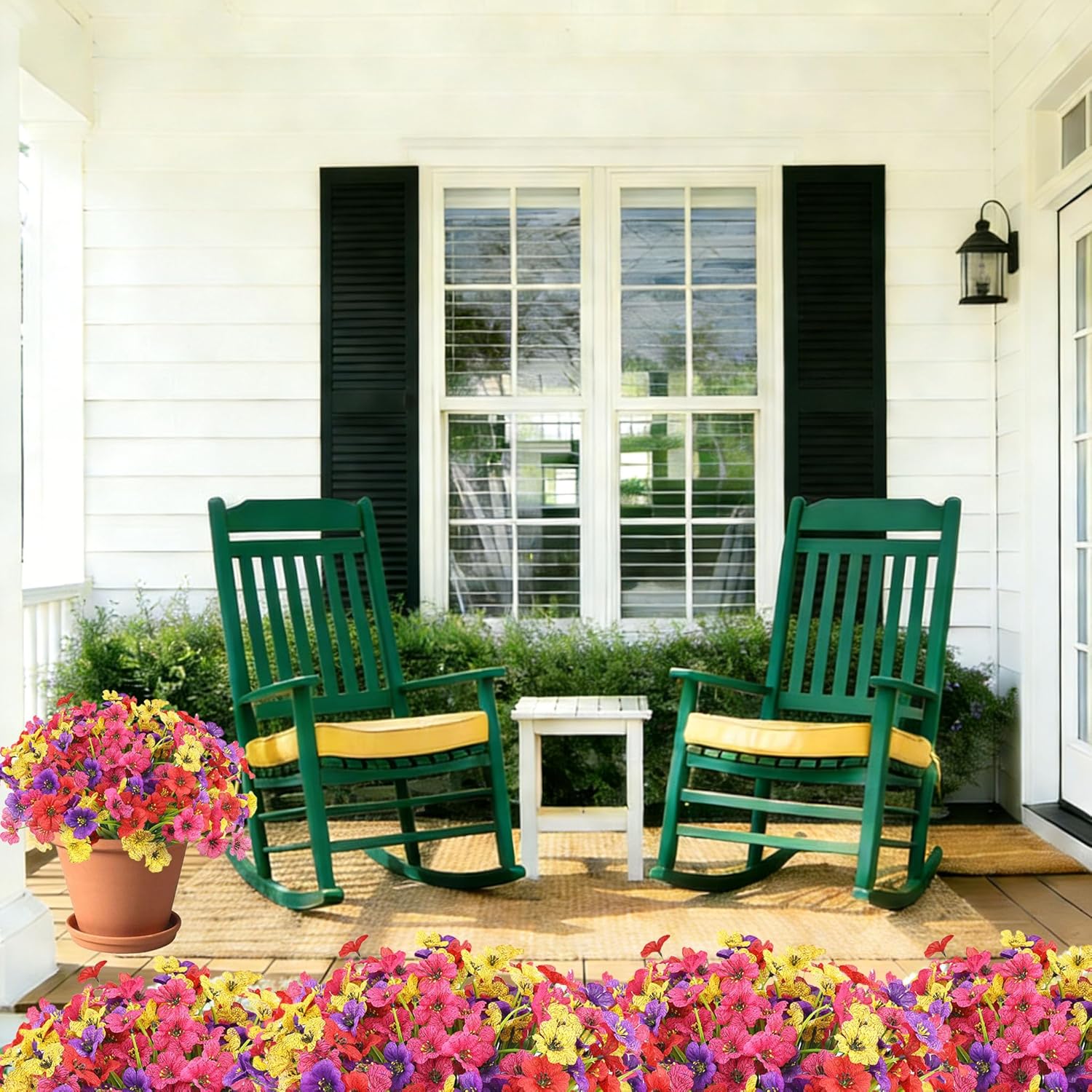 16 Bundles Colorful Spring Artificial Flowers for Outdoors Fake Spring Flowers Faux Flowers for Planters Garden Window Box (4 Colors) - Image 5