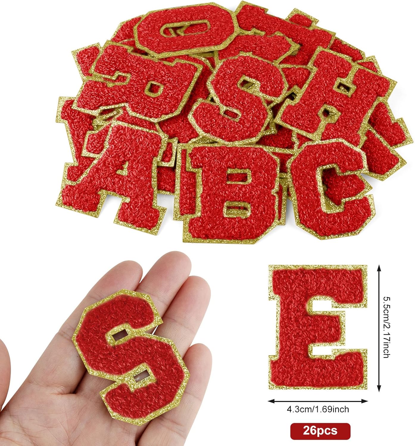 26Pcs Red Chenille Letters A-Z, Self Adhesive Chenille Letter Patches for Fabric Clothing - Image 2