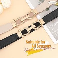 Vista 5 de JASGOOD Cinturón elástico para mujer, cinturón elástico retro para mujer, con hebilla dorada