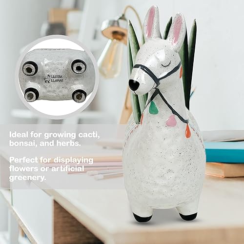 Miniatura 5 de LLOTSA Llamas Maceta de llama de cerámica para plantas suculentas, bonita decoración de alpaca para el hogar, la oficina 8 12 de alto con agujeros