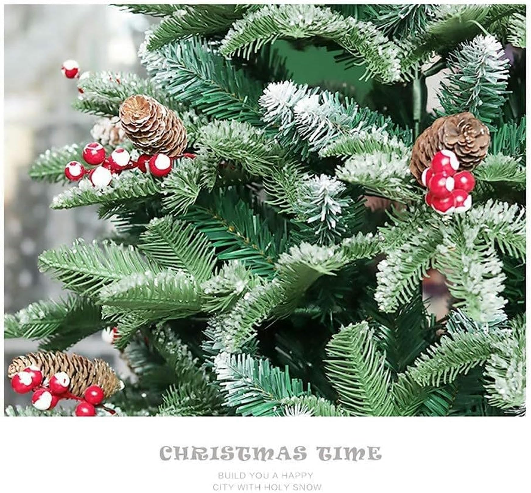 RajoNN Arbre de Noël Décorations de Noël Arbre de Noël enneigé Haut de Gamme PE PVC Fruits Rouges mélangés Arbre de Noël Automatique (150 cm (532 têtes ~ 32 Groupes)) (300 cm (3171 têtes ~ 72