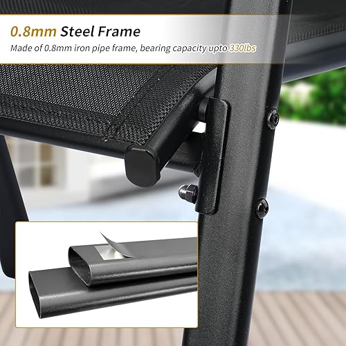 Miniatura 5 de Sillas de comedor apilables para patio al aire libre con respaldoreposabrazos para césped, jardín, balcón, terraza, campamento, juego de 2 o 4 (4,