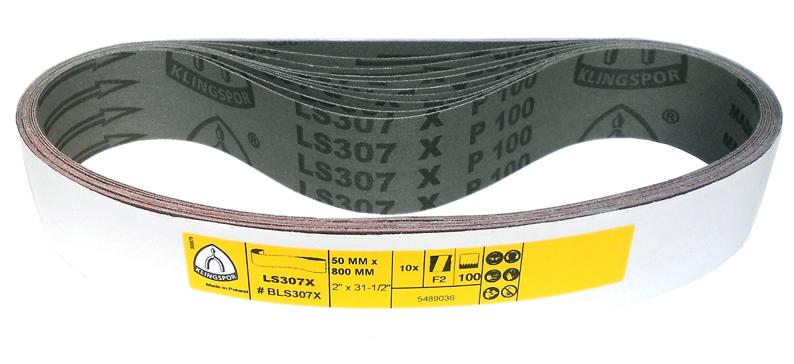 Lot De 10 Bandes Abrasives Klingspor LS307X 50 X 1250 Mm Grain P60 - Pour Ponceuse à Bande Bois Et Métal