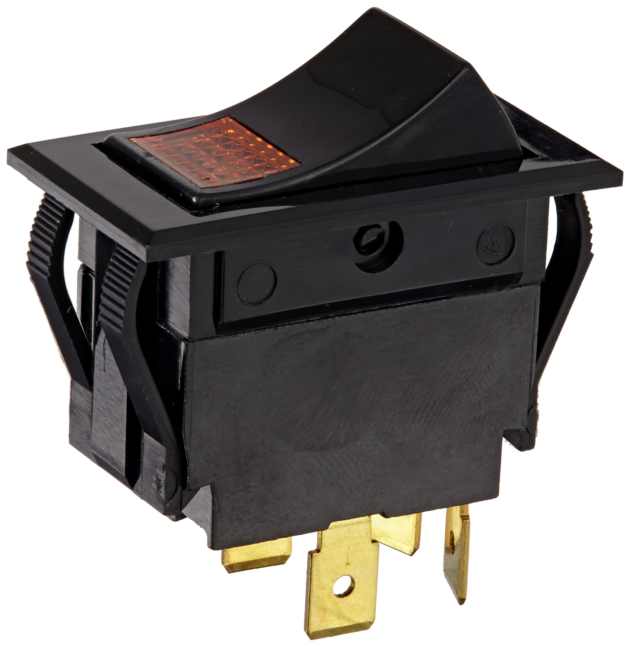 NSi Industries, LLC Rocker Switches, On Off Circut Function, DPST, 15/10 amps at 125/250 VAC, 1.088" Width, 0.426" Height, 0.709" Depth, Amber - 77020RQ