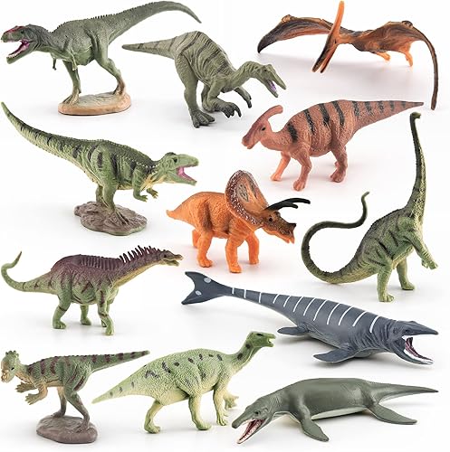 Mini juego de juguetes de dinosaurio, 12 piezas de decoraciones realistas de dinosaurios para niños, regalo de cumpleaños de 2 pulgadas para niños