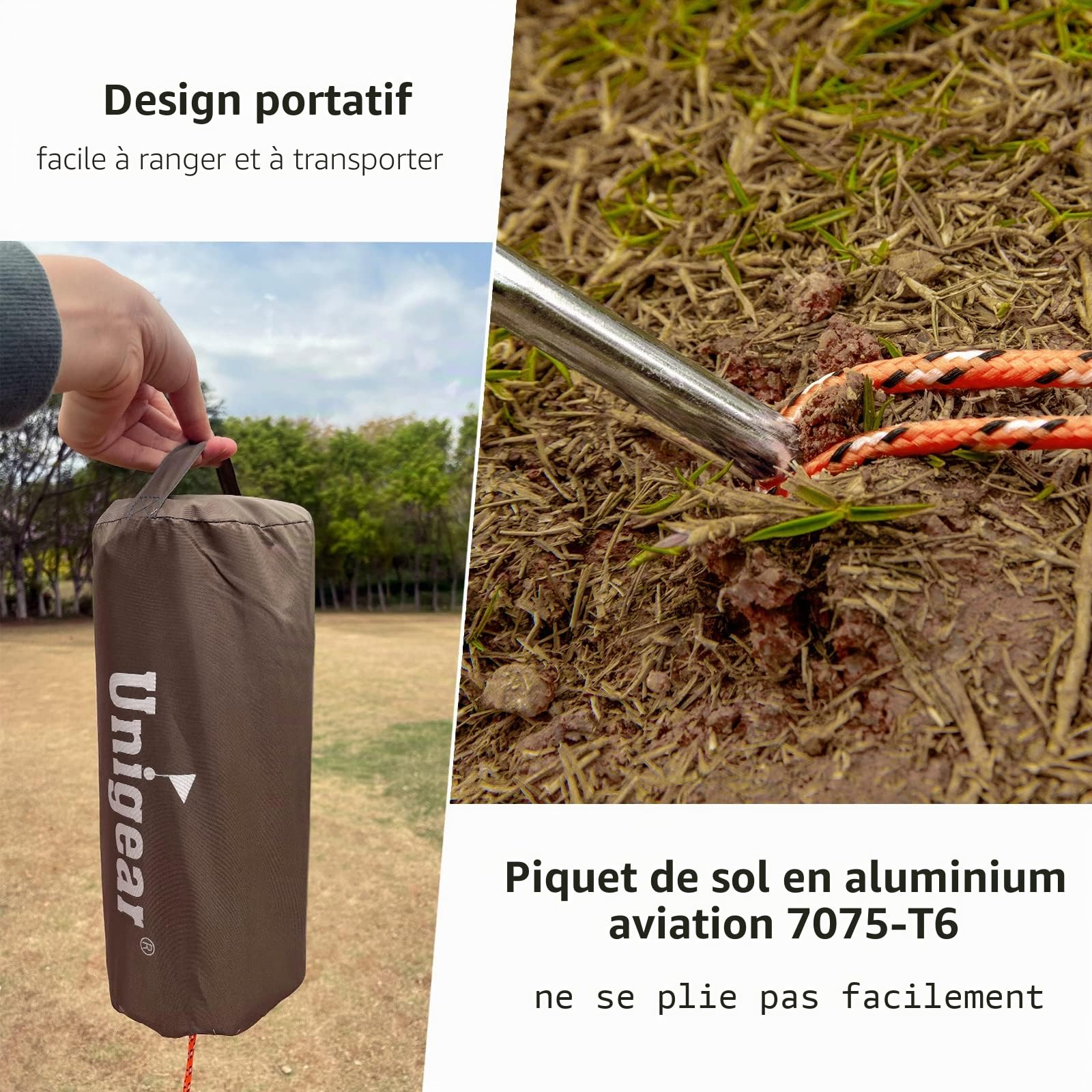 Unigear Tarp Bivouac Hexagonal Léger Imperméable Coupe-Vent pour Camping | Bâche de tente portable et résistante, abri contre pluie et neige, adaptée à la randonnée, plage et sorties plein air