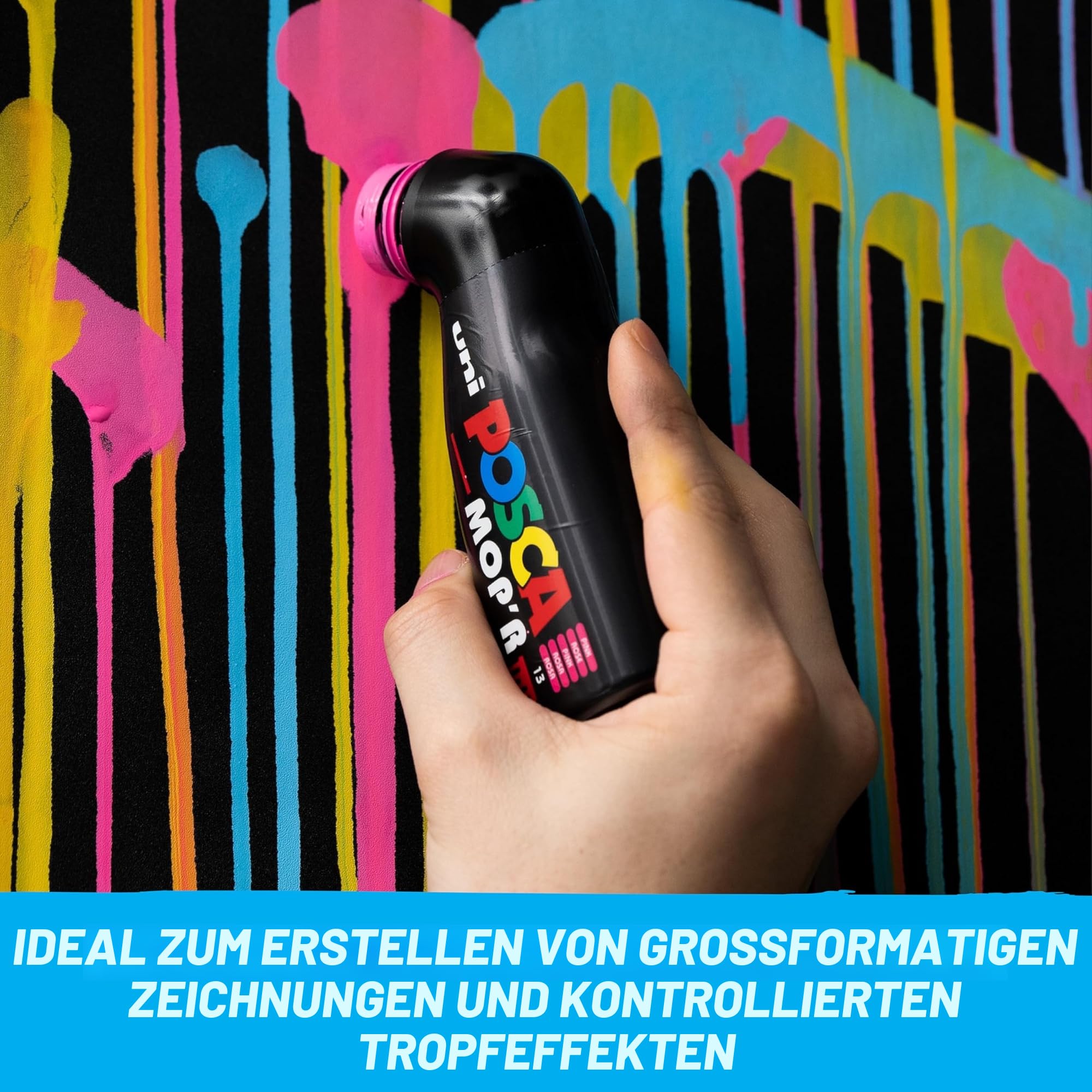 POSCA uni-ball 183208 - POSCA Marker MOP´R PCM-22, 8er Set, runde Stempelspitze 3 - 19 mm, ergonomische Form | Marker mit 3-19 mm Stempelspitze und ergonomischer Form für nahezu alle Oberflächen