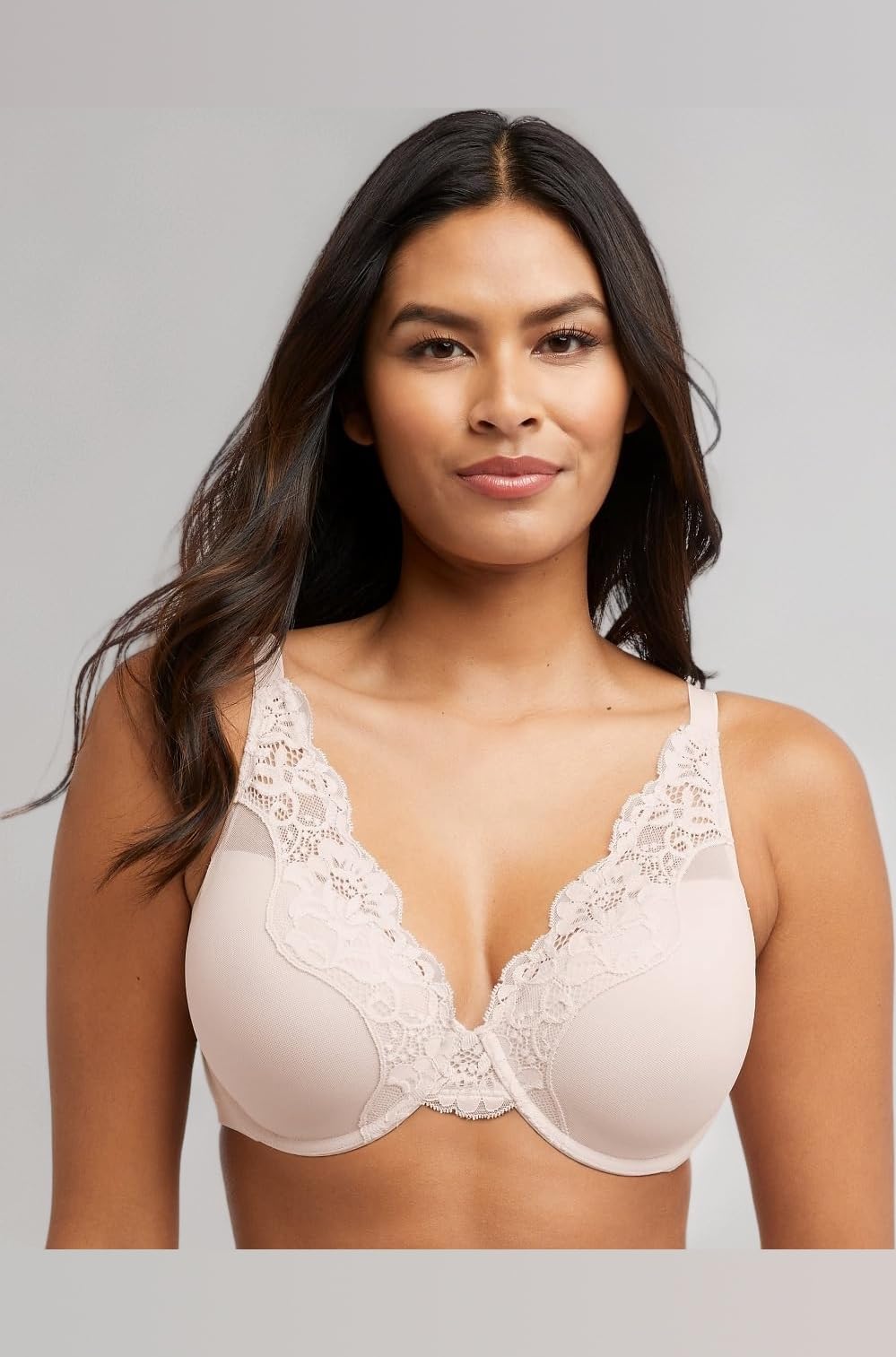 Bali Women's Lace Underwire Bra, One Smooth U Comfort Stretch Full-Coverage Lace Bras for Women, Convertible