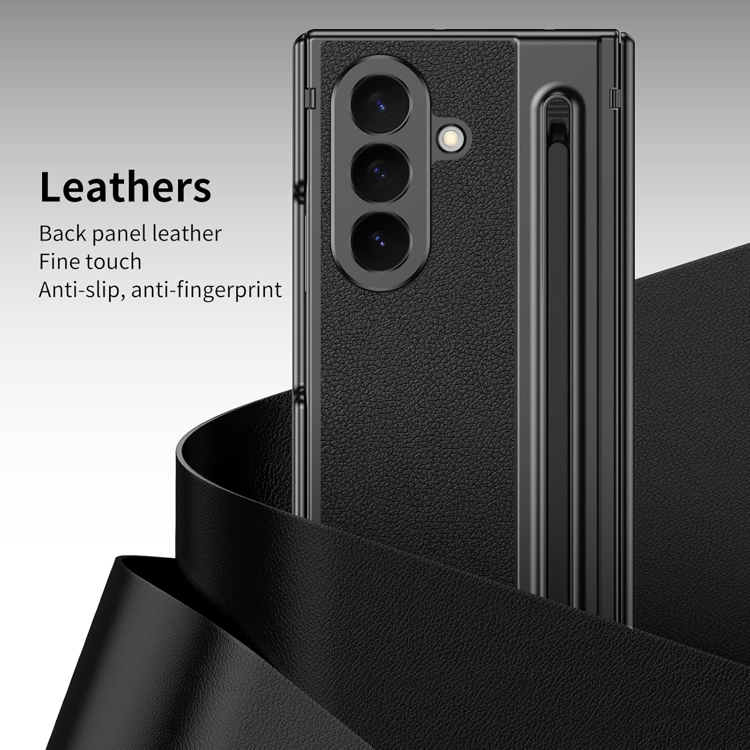 for Samsung Galaxy Z Trifold Case with Built-in Screen Protector & Hinge Protection and S Pen, Premium Leather All-Inclusive Protective Phone Cover for Galaxy Z Trifold- Black