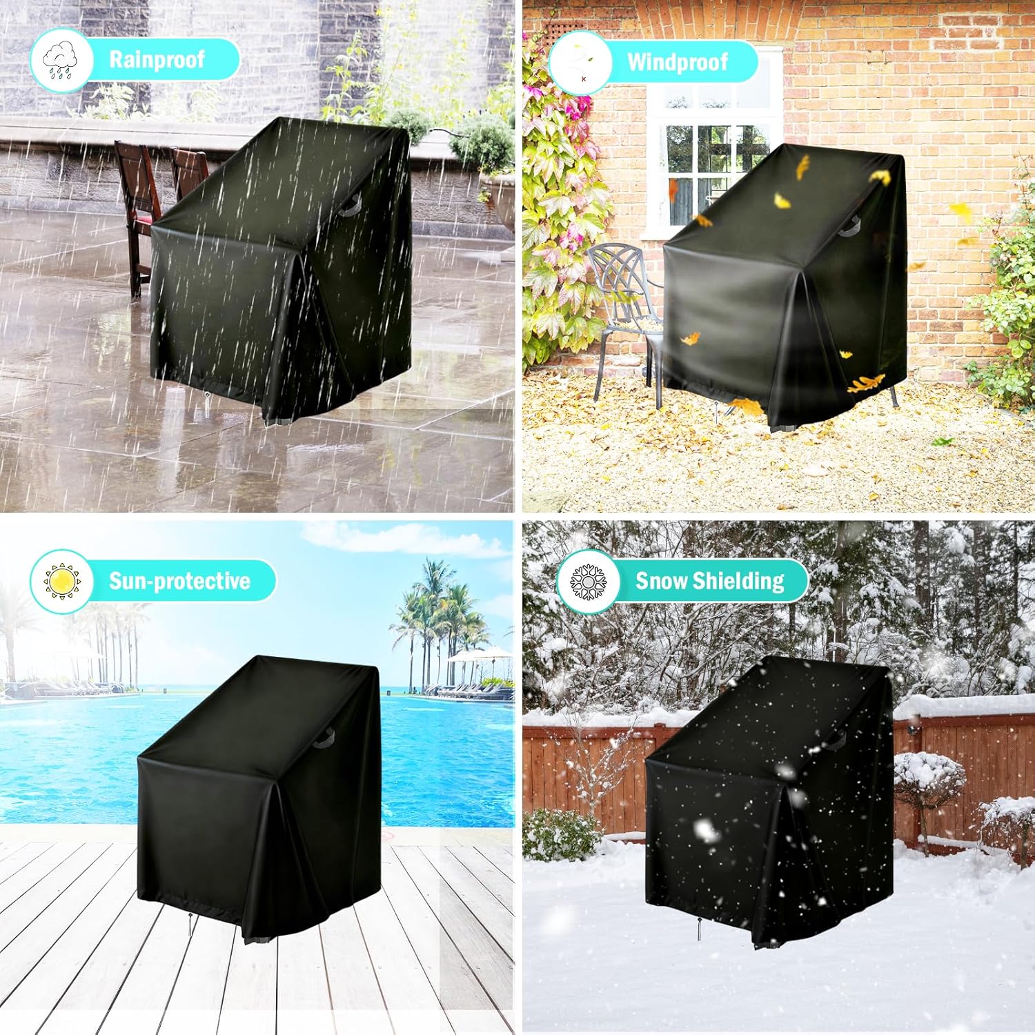 Cover for Modern Accent Chair,Waterproof Living Room Chairs Covers, Patio,Bedroom Seat-Cover(29.5"Wx34.6"Dx29.5"H,2-Pcs)