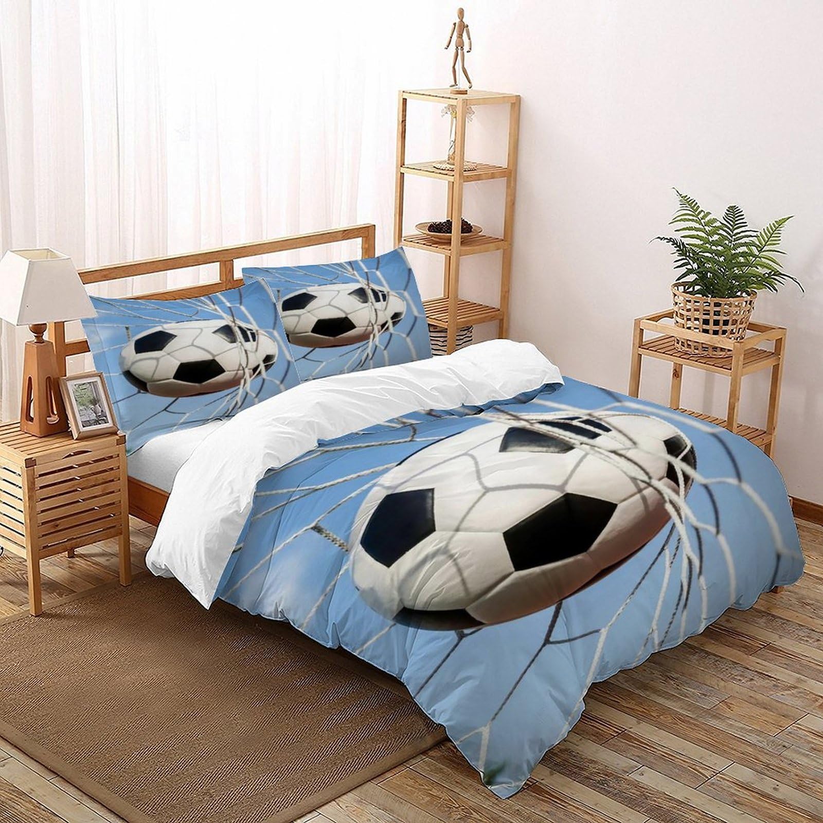 Housses de couettes football 200x200cm avec 2 taies d'oreiller