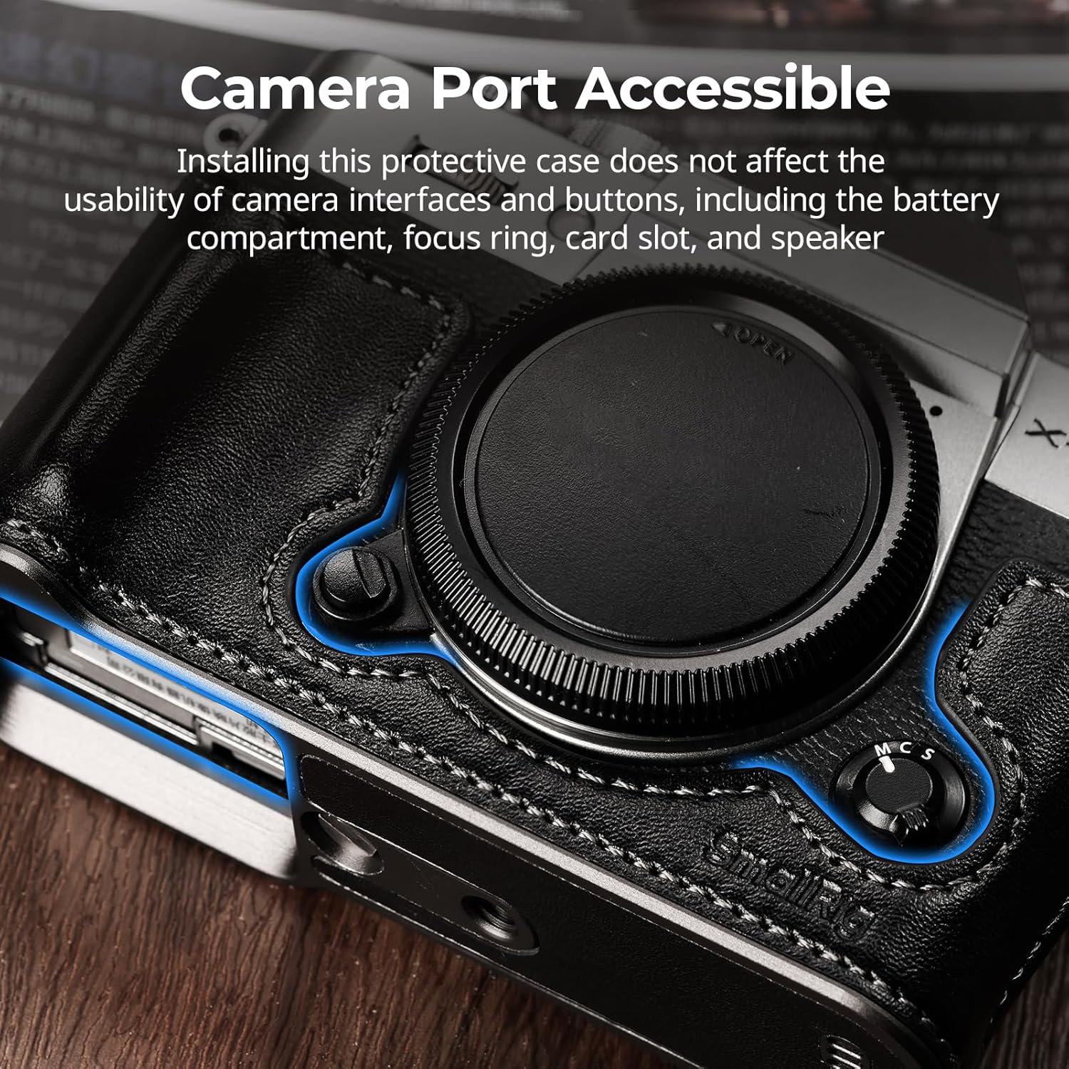 SMALLRIG X-T30 III Half Leather Case with Shoulder Strap for FUJIFILM X-T30 / X-T30 II/X-T30 III, Retro Style Camera Case with Aluminum Frame & Shutter Button Cap, Black - 5669