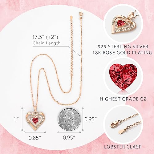 Miniatura 4 de Collar de plata de ley 925 chapada en oro de 18 quilates, regalos de cumpleaños para esposa, regalos de mamá para cumpleaños, regalos de amor para