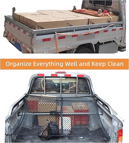 Miniatura 5 de TRICALI Red de carga elástica con ganchos, organizador de malla de carga para caja de camión, malla de una sola capa de 4 x 4 pies (se estira hasta