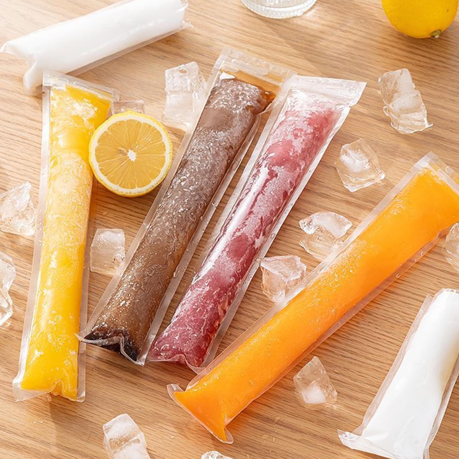 200 Sachets Glace à L'Eau Avec Entonnoir - Moules à Glaces 5.5 X 28 Cm - DIY Fruits Yaourt Smoothies