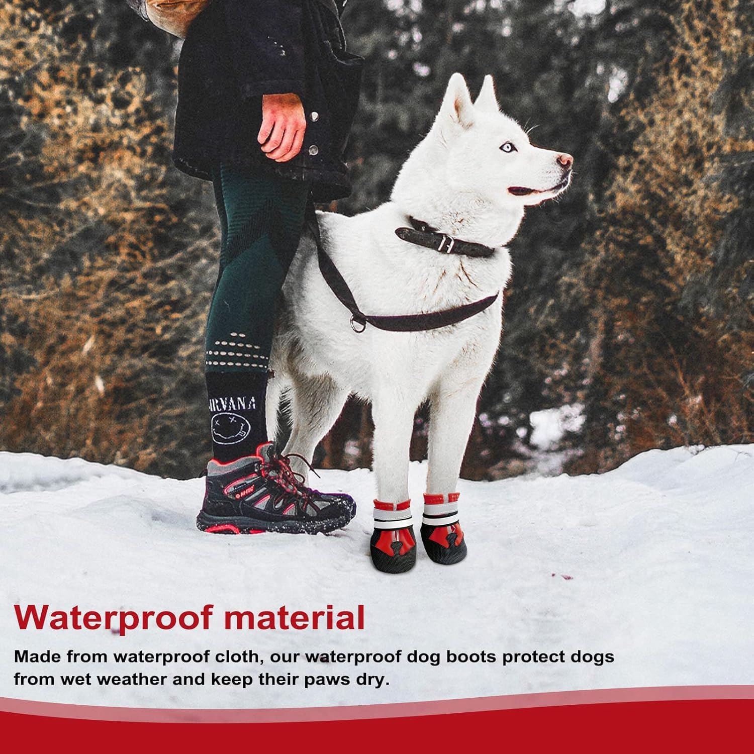 Scarpe per cani, protezione zampe, 4 pezzi, traspiranti, per cani, per attività all'aperto, estive, antiscivolo, con suola antiscivolo, per cani di taglia piccola, media e grande, rosso, XXL