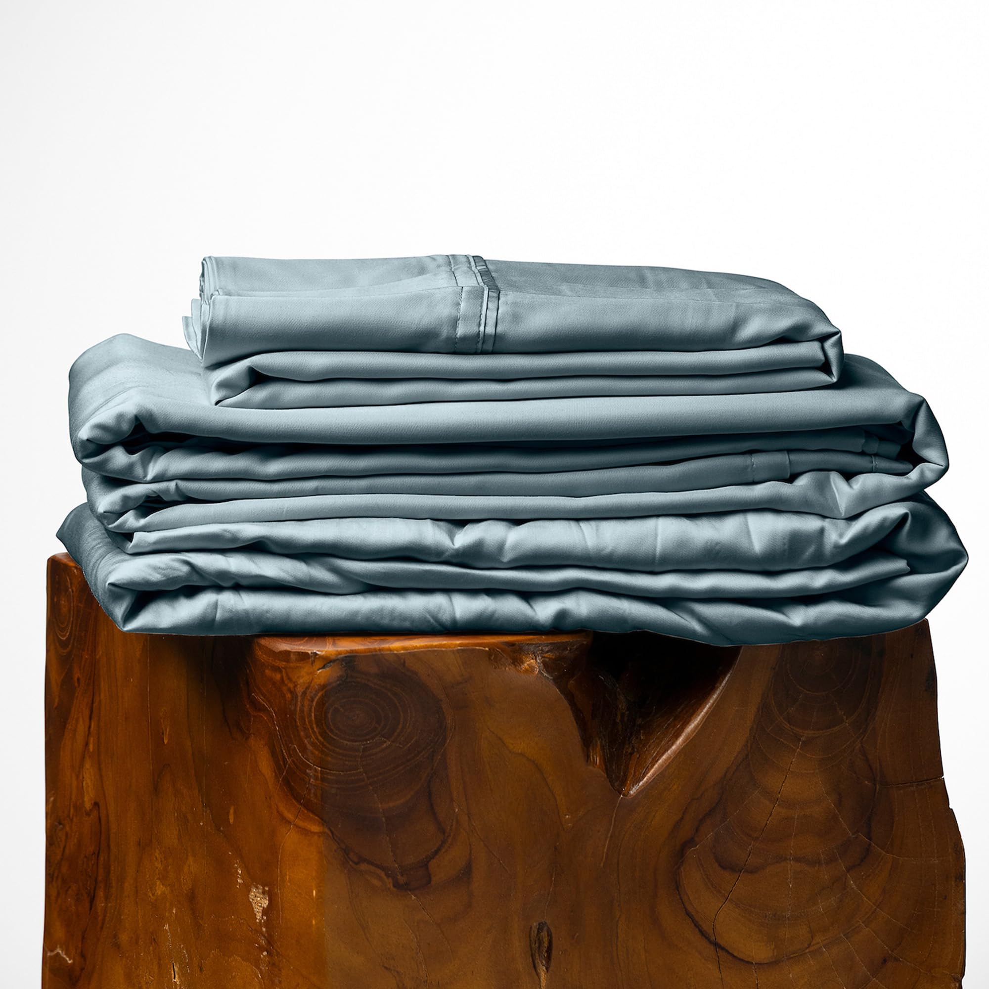 Olive + Crate Eucalyptus Sheets Set - Cooling Sheets for Hot Sleepers - 100% Organic Tencel Lyocell - Full Size - Hypoallergenic, Moisture-Wicking - Deep Pockets, Soft, Durable 54" x 75" [Basalt Blue]