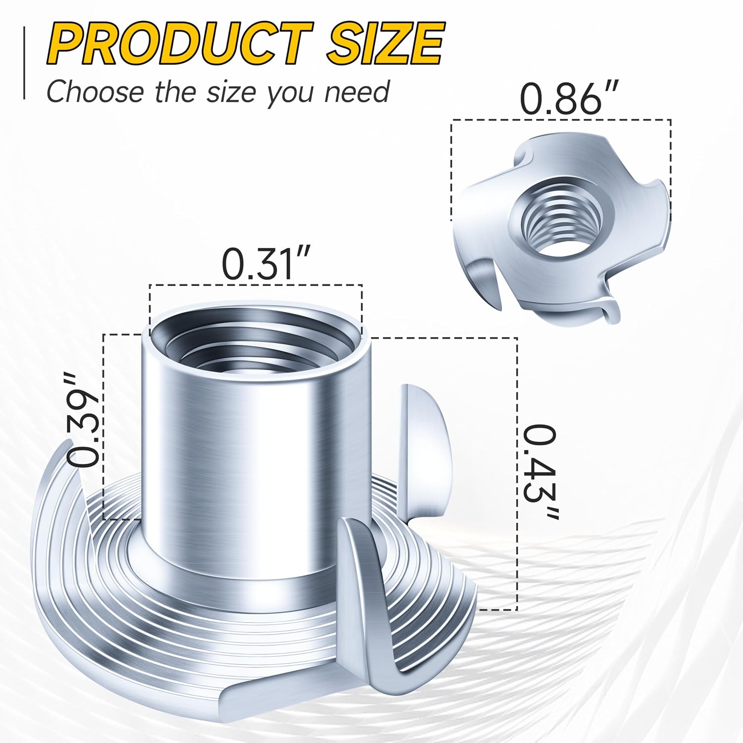60Pcs 5/16-18 T-Nuts, T Nuts 5/16 Nuts, 4-Jaw Tee Nuts for Bolts and Stem Caster Wheels, Zinc Plated Steel Metric Nut Assortment Hardware Nuts, Rock Climbing Holds & Furniture by Mywish