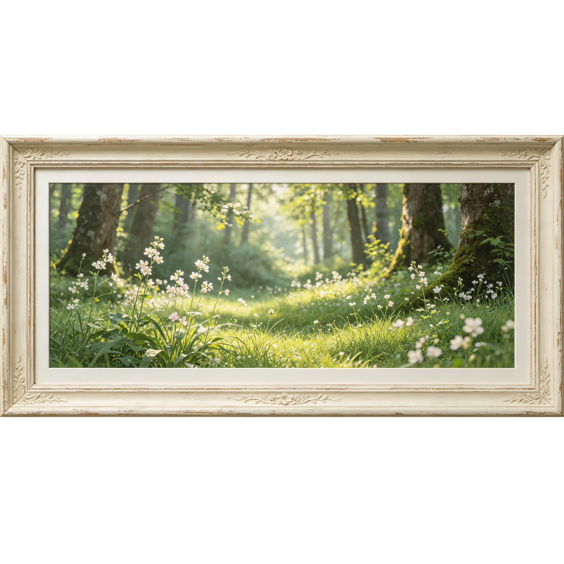 Agglomerix 3D Framed Wall Art Sunlight Forest Wildflowers Botanical Landscape Modern Large Size SelfAdhesive Removable Wall Decor Prints Artwork for Living Room Bedroom Office