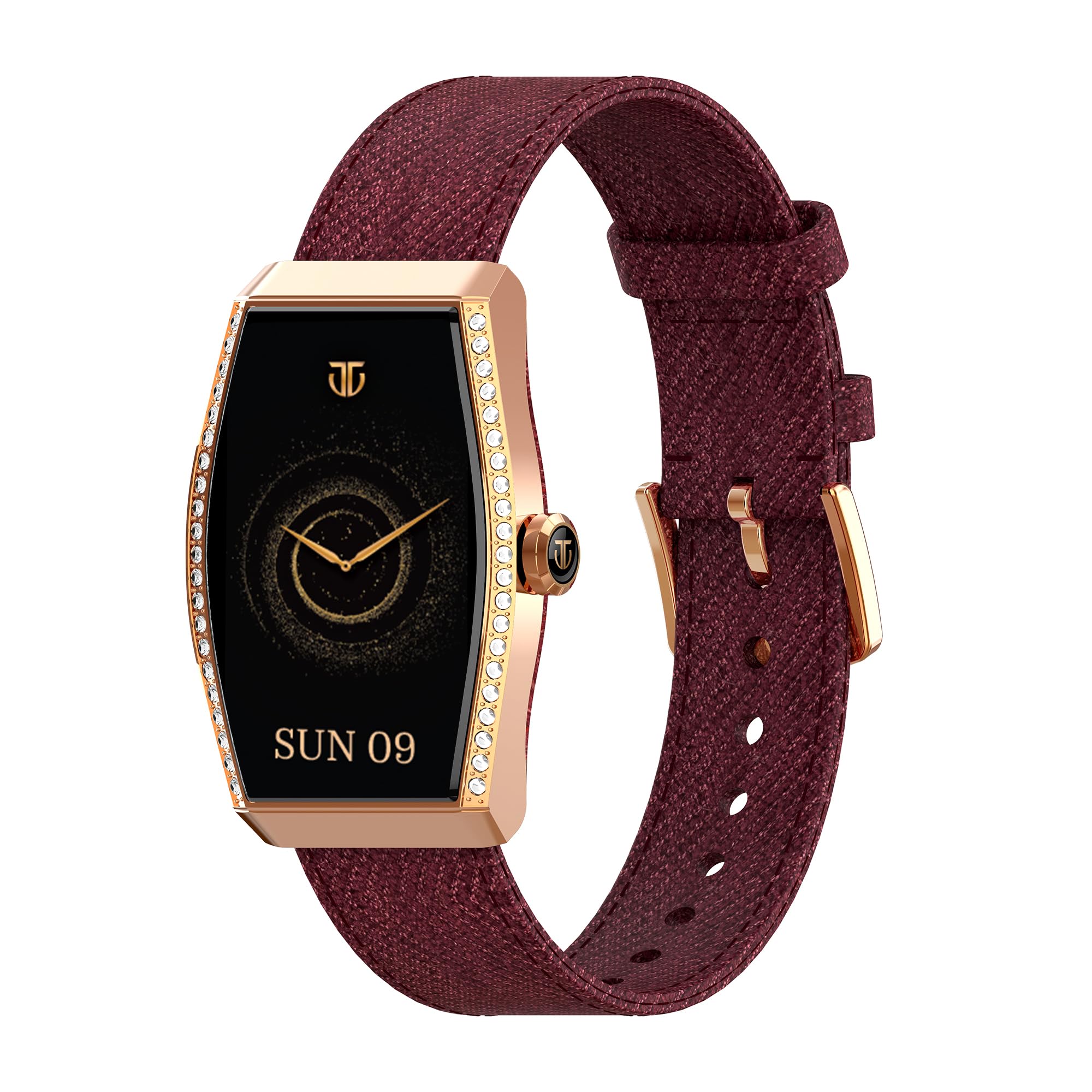 Titan Valerie Aura Women Smartwatch with 1.47” AMOLED Display,Crystal Studded Bezzel,Luna Wellness,UV/AQI Index,Animated Watchfaces,QR Hub,BT Calling,Stress Monitoring,Breathe Exercise,IP68- Wine Red-picture-12