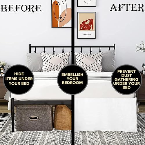 Miniatura 5 de Falda de cama plisada de lujo tamaño individual de 10 pulgadas, esquinas divididas  Hotel Luxury 1800 ultra suave a medida con volantes  Falda de