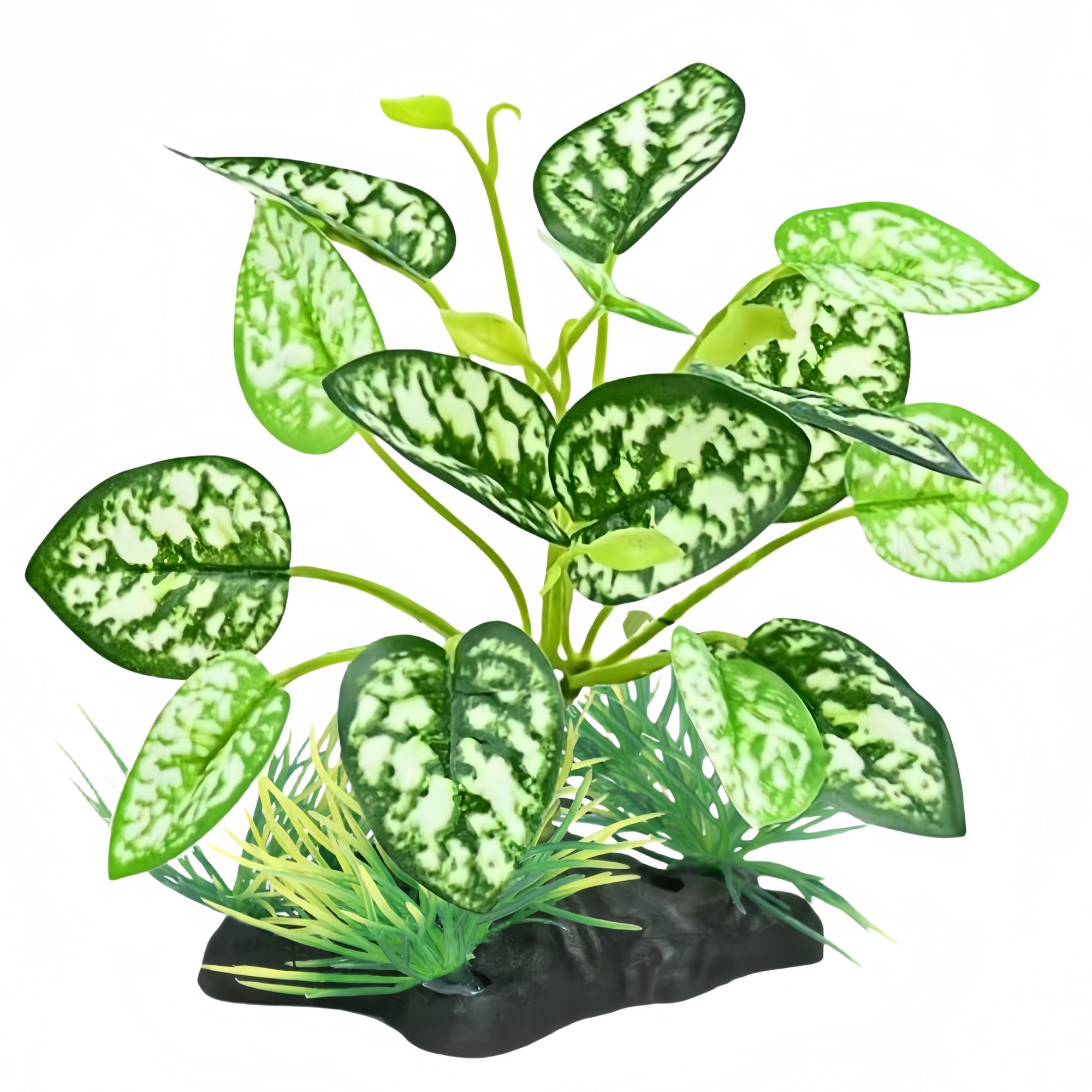 Reptile Artificial Plants, Terrarium Plants Decorations Supplies, Amphibian Habitat Hideout Tank Accessories, Rainforest Ground Plant (E)