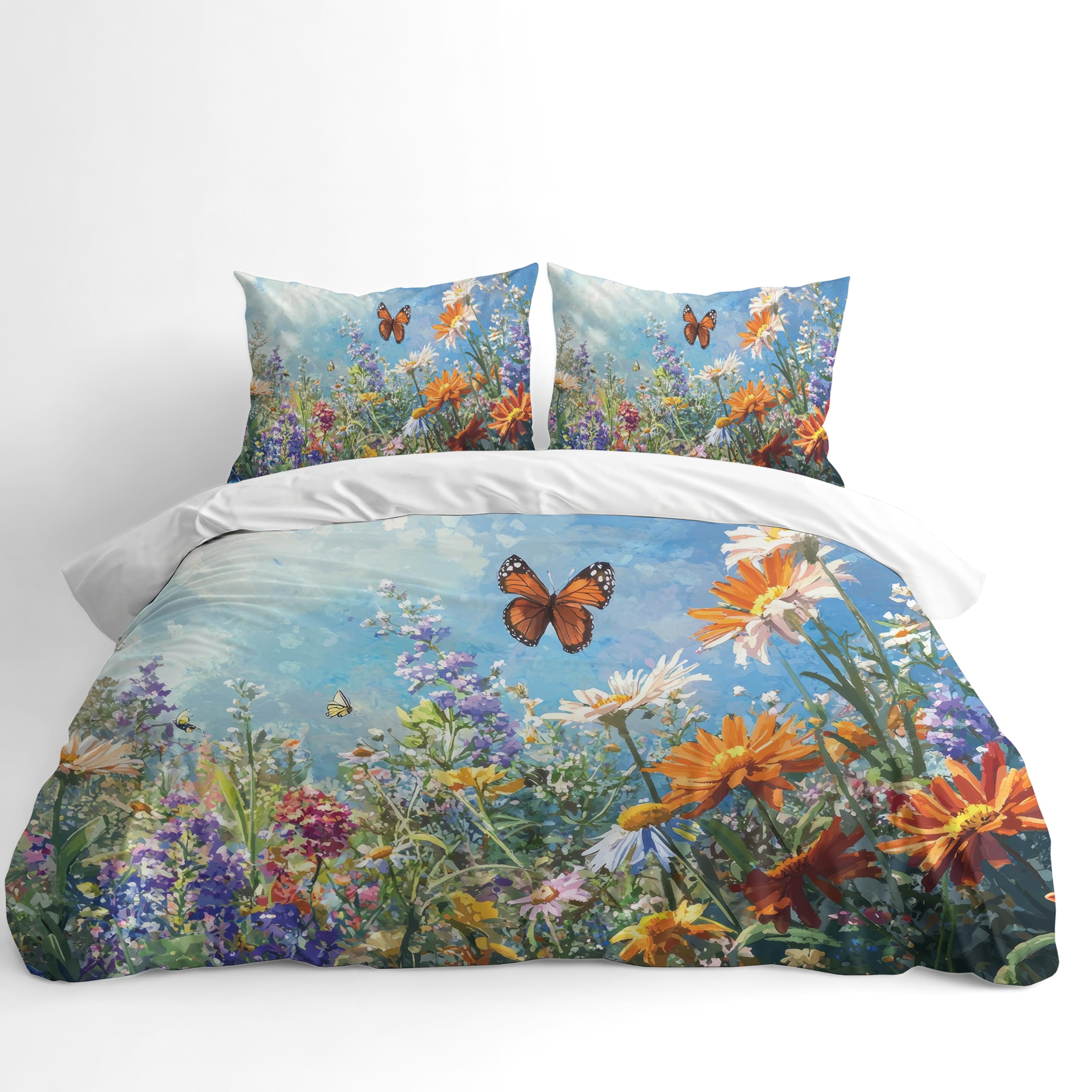 Adam Home 3D Digital Printed Spring Duvet Cover With Matching Pillowcases Home Bedroom Décor Microfiber King Bedding Set Made in UK |Summer Garden