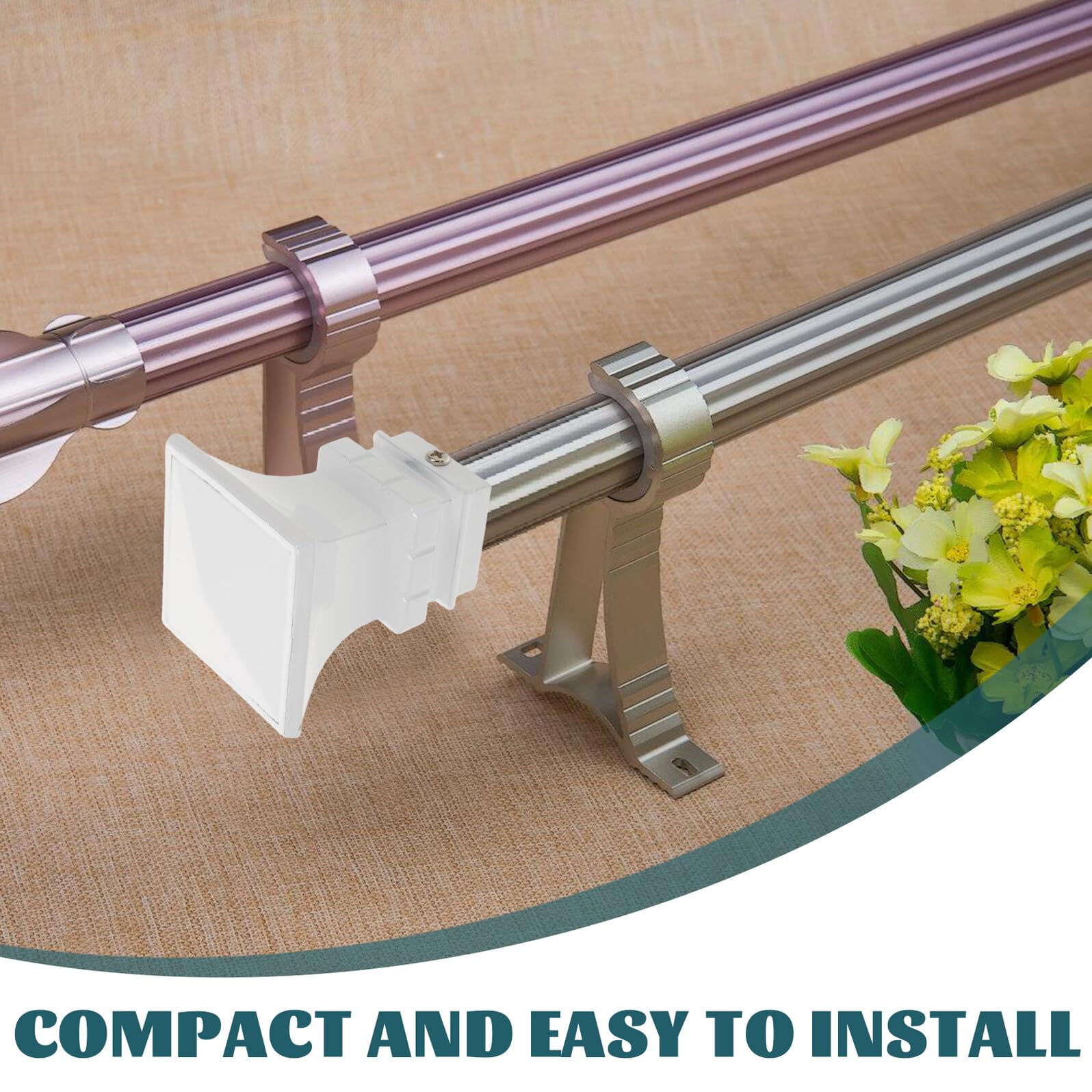 Ipetboom Terminali Quadrati per Aste per Tende in Metallo Bianco Set 2 Pezzi Design Spesso per Supporto Resistente Decorativi Stile Romano per Soggiorno Cucina e Ufficio Facile