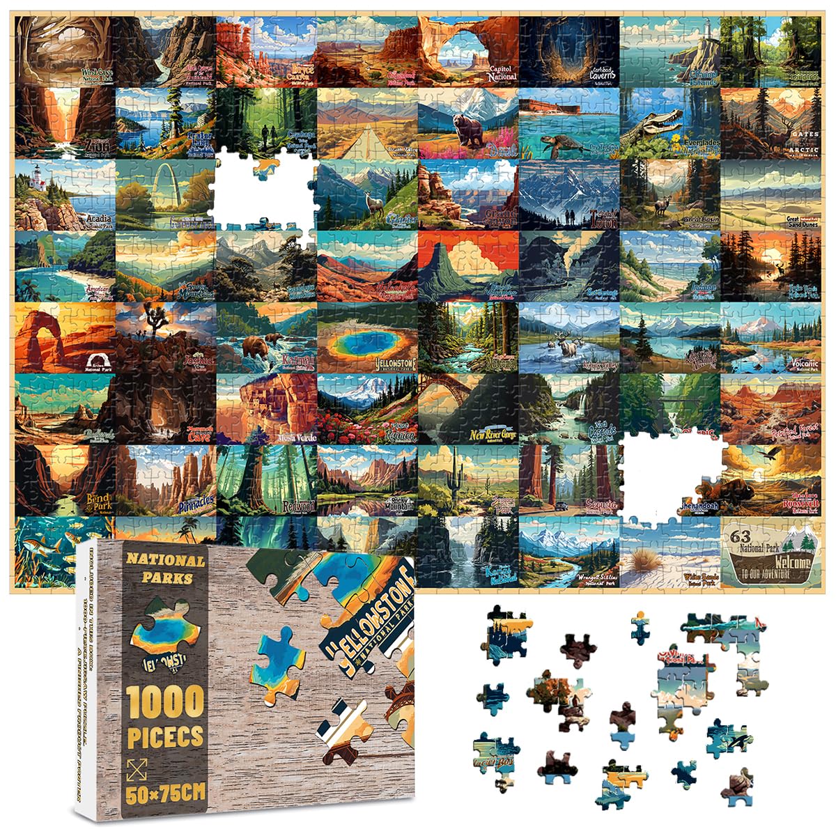 Amazon.com: SHOXREM 1000 Pieces National Parks Jigsaw Puzzle - Vintage ...