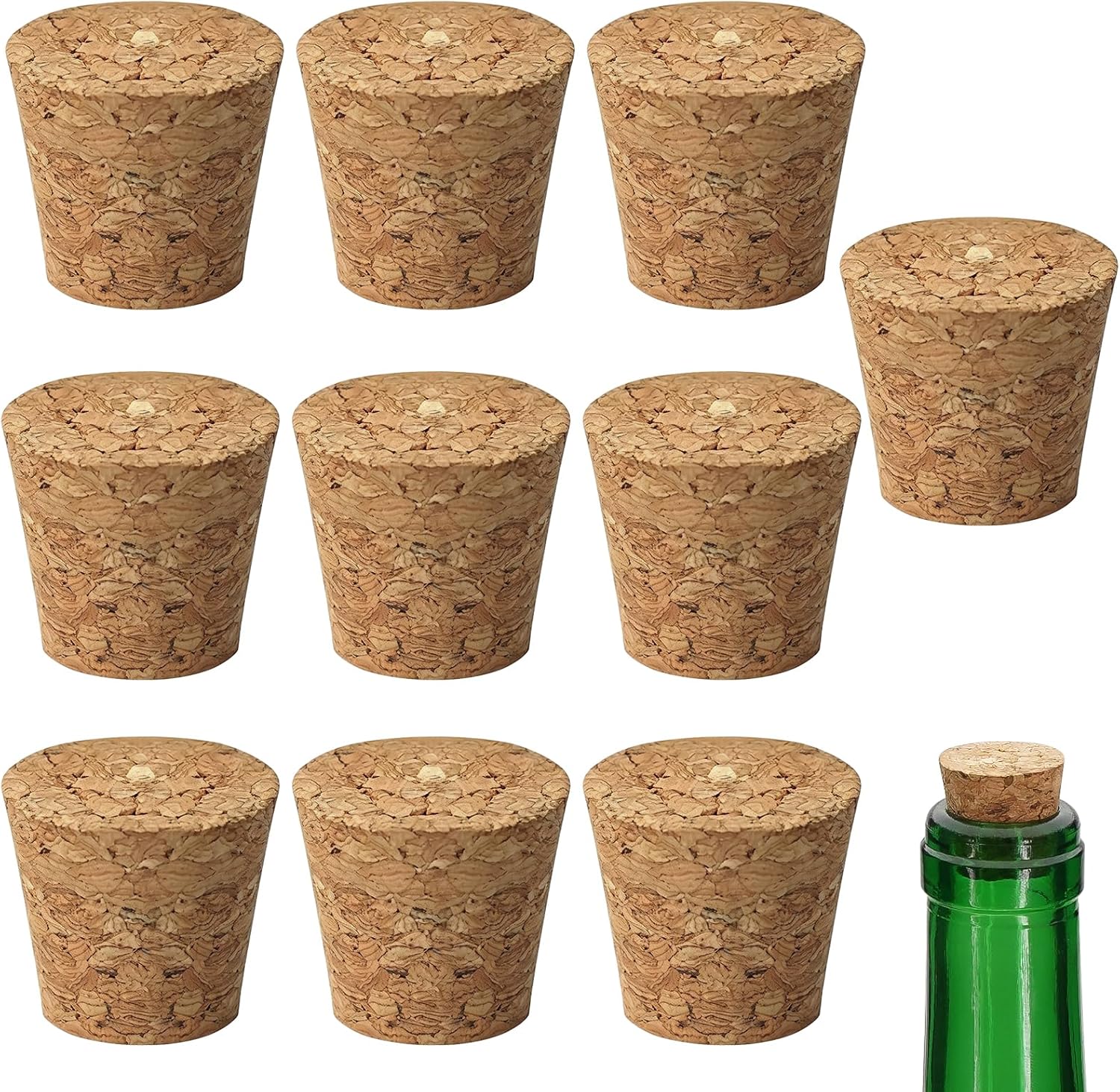 10 Pcs Tapered Cork Plugs, 0.86 x 0.66 x 0.79 Inch Wooden Wine Bottle Cork, Stoppers Replacement Corks for Wine Bottles, DIY Crafts 2.2 x1.7 x2cm